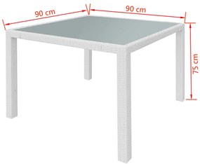 5 pcs conjunto de jantar para exterior vime branco nata