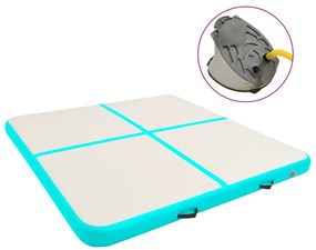 Colchão de ginástica insuflável c/ bomba 200x200x20cm PVC verde