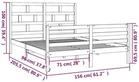 Estrutura de cama king 150x200 cm madeira maciça branco