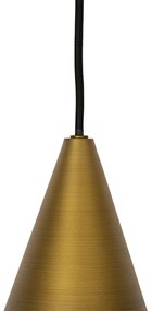 Candeeiro suspenso moderno dourado com vidro âmbar 3 luzes - Drop Moderno