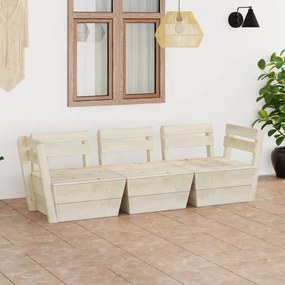 vidaXL Sofá de paletes 3 lugares p/ jardim madeira de abeto impregnada