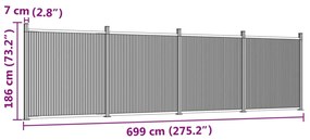 Painel de vedação 699x186 cm WPC cinzento