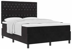 Cama Box com Colchão vidaXL Preto 140x200 cm Veludo