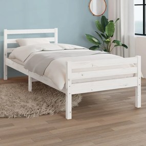 814810 vidaXL Estrutura de cama 100x200 cm madeira maciça branco