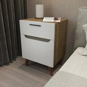 Mesa de Cabeceira Losso – Branco Carvalho – 45x36,8x63 cm