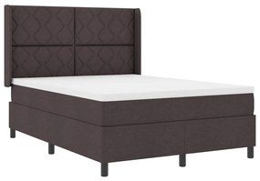 Cama Box com Colchão Marrom Escuro 140x190 cm em Tecido