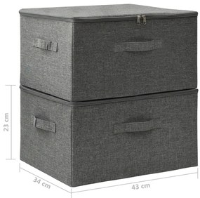 Caixas de arrumação 2 pcs 43x34x23 cm tecido antracite