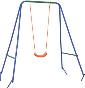 Outsunny Baloiço 2 em 1 com 1 Assento para Crianças 1 Assento para Bebés e Cinto de Segurança 180x160x182 cm Laranja | Aosom Portugal