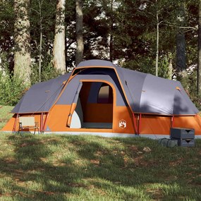 Tenda familiar cúpula para 11 pessoas impermeável cinza/laranja