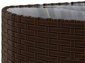 5 pcs conjunto sofás p/ jardim c/ almofadões vime PE castanho