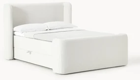 Cama boxspring em bouclé com espaço de arrumação Perla