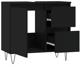 Armário de casa de banho 65x33x60cm derivados de madeira preto