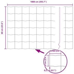 Cerca Euro com 7 Postes 0.6x10 m Aço Galvanizado Verde
