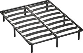 HOMCOM Estrutura de Cama 160x200 cm com Espaço de Armazenamento Abaixo e Ripas de Álamo Fácil de Montar Carga 350 kg Preto | Aosom Portugal