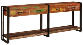 Mesas consola 2 pcs Multicolor Madeira recuperada maciça