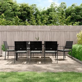 vidaXL 9 pcs conjunto de jantar p/ jardim com almofadões vime PE e aço