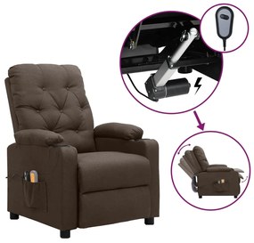 Poltrona de massagens elétrica reclinável tecido castanho
