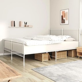 vidaXL Estrutura de cama com cabeceira e pés 200x200 cm metal branco