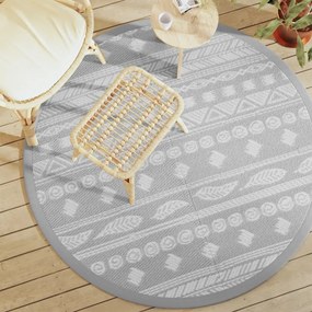 vidaXL Tapete de exterior Ø160 cm ARAKIL PP cinzento