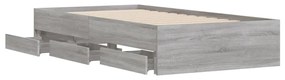 Estrutura de cama c/ gavetas derivados madeira cinza sonoma