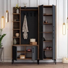 Hall Stand Viyana DA – Nogueira e Antracite – 150x200x35 cm