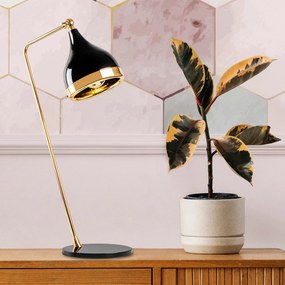 Candeeiro de Mesa Yildo – Preto e Dourado – 30 x 30 x 60 cm