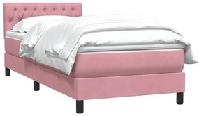 Cama com molas/colchão 100x220 cm veludo Rosa