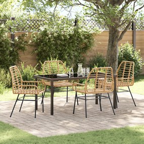Conjunto de Jantar de Jardim 5 Peças Castanho Polyrattan