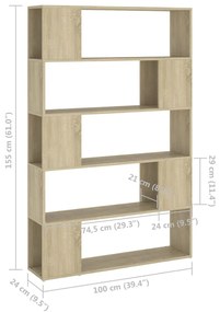 Estante/divisória 100x24x155 cm contraplacado carvalho sonoma