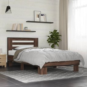 vidaXL Estrutura de cama derivados de madeira/metal carvalho castanho