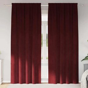 vidaXL Cortinas opacas 2 pcs Vinho Vermelho 140 x 245 cm Veludo