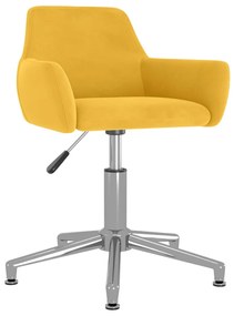 Cadeira de escritório giratória veludo amarelo