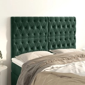 Cabeceira de cama 4 pcs veludo 80x7x78/88 cm verde-escuro