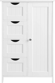 Armário de casa de banho estreito com 4 gavetas 30 x 55 x 82 cm Branco