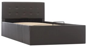 Cama hidráulica c/ arrumação 90x200cm couro artificial cinza