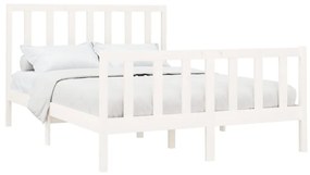 Estrutura de cama 140x200 cm madeira de pinho maciça branco