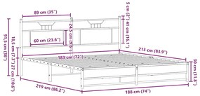 Estrutura cama sem colchão 183x213 cm metal carvalho castanho