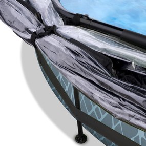 Piscina redonda Stone ø244x76cm com bomba de filtragem e cobertura - cinzenta