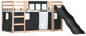 Beliche com escorrega e cortinas 90x200 cm branco e preto