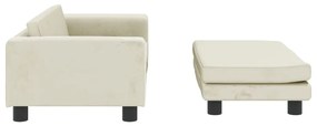 Sofá infantil com apoio de pés 100x50x30 cm veludo cor creme