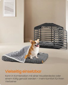 Cama para cães L 95 x 60 cm com estofamento macio cinza ardósia