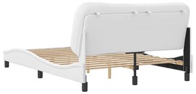 Estrutura cama c/ cabeceira 140x200 cm couro artificial branco