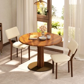 Conjunto de 2 cadeiras de sala de jantar e de cozinha com encosto (MESA NÃO INCLUIDA), pés em madeira e tecido com efeito de linho, 49 x 56 x 85 cm, b