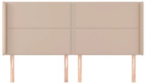 Cabeceira cama c/ abas couro artif. 203x16x118/128cm cappuccino