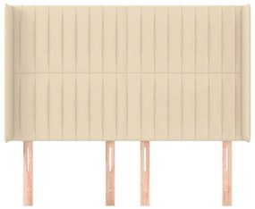 Cabeceira de cama c/ abas tecido 147x16x118/128 cm creme
