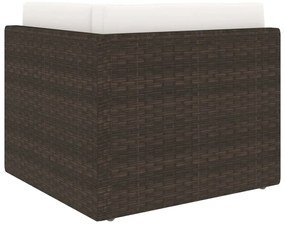 5 pcs conjunto lounge p/ jardim c/ almofadões vime PE castanho