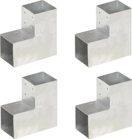 vidaXL Bases para poste em forma L 4 pcs 101x101 mm metal galvanizado