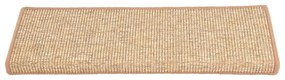Tapetes de escada autoadesivos 15 pcs 65x21x4 cm castanho-claro