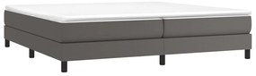 Cama com molas/colchão 200x200 cm couro artificial cinzento