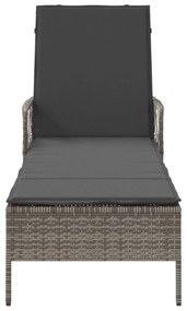 Espreguiçadeira Cinza e cinza escuro Vime PE 157 x 55 x 92 cm